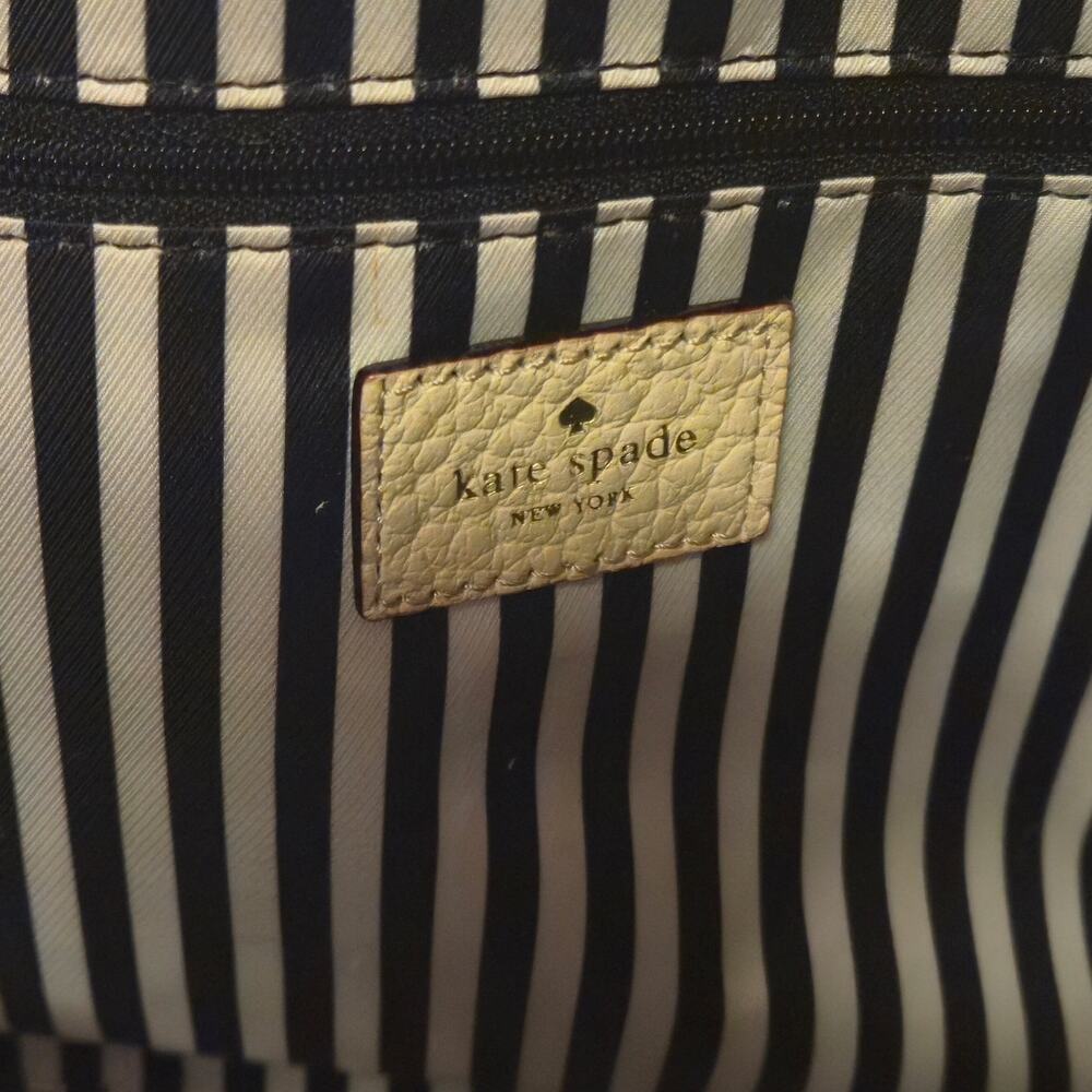 Kate Spade Southport Ave Alessa Satchel/Cross Body Beige Black Pebbled Leather - Picture 8 of 15